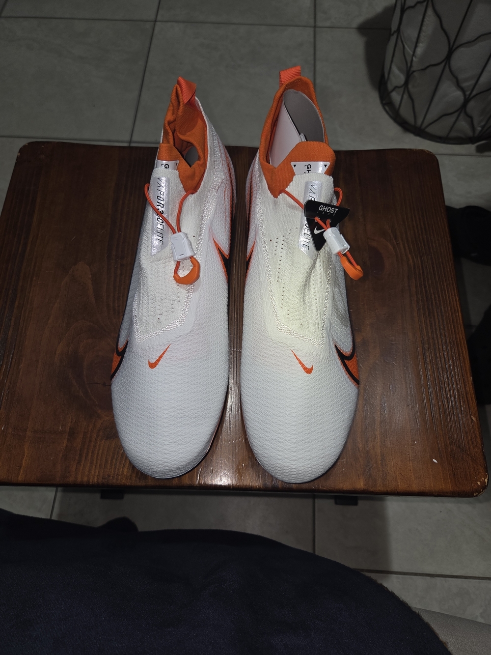 Nike Men’s White/Orange Soccer Cleats - Engineered Flyknit Fit